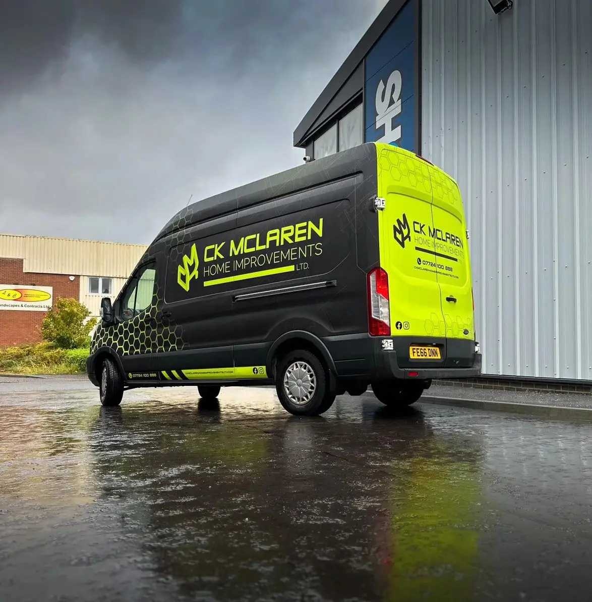 Custom commercial vehicle wrap for mobile business advertising